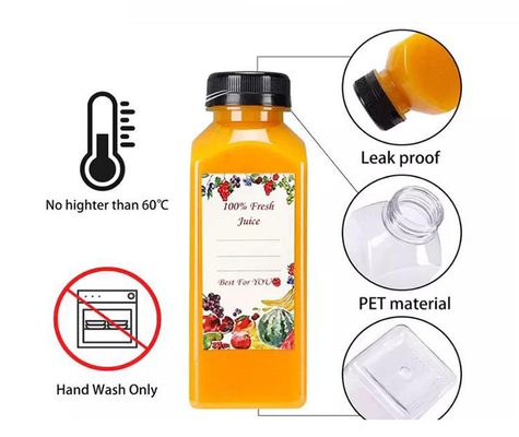 Bottiglia di plastica per animali da compagnia Succo di bevande con tappo a vite Per bevande 4oz 8oz 12oz 16oz