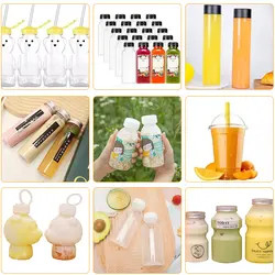 250 ml 350 ml 500 ml Bottiglia di Succo Libera BPA Bottiglia di Bevande in Plastica PET a Forma Quadrata Vuota Per Imballaggio di Succo