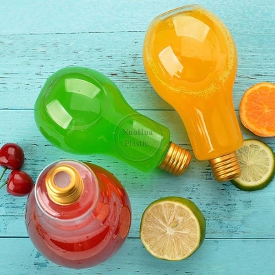 Coppa di lampadina con coperchio di paglia per le feste Bottiglie in forma di lampadina di plastica Fondo luminoso LED Lampade ricaricabili