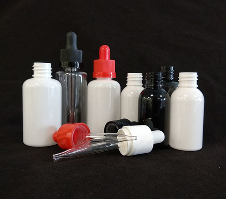 Confezione di bottiglie per gocce con logo personalizzato trasparente nero varie dimensioni 10ml-120ml superficie liscia 5000pcs Stampa