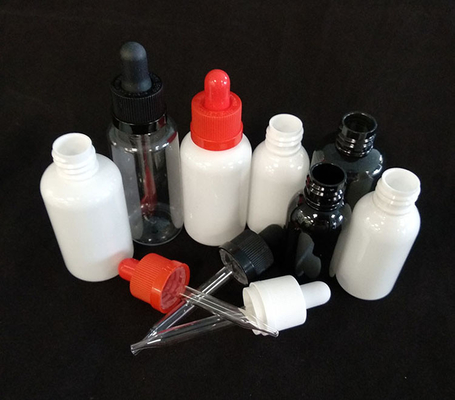 Confezione di bottiglie per gocce con logo personalizzato trasparente nero varie dimensioni 10ml-120ml superficie liscia 5000pcs Stampa