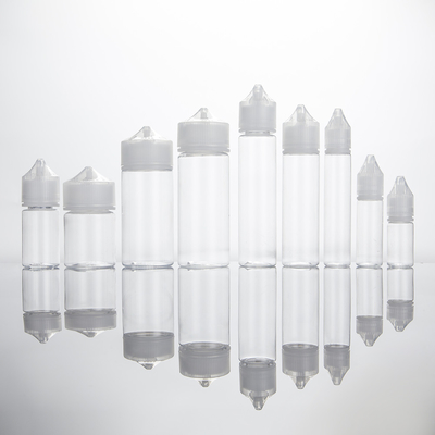 Bottiglie con logo personalizzato per liquidi e bottiglie liquide con tappo a vite trasparente contenitore di succo di vape