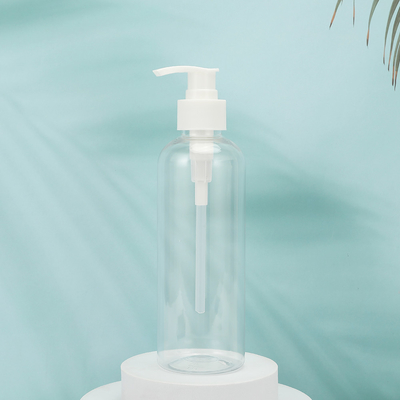 Bottiglie di lozione in plastica PMMA rotonde di forma personalizzabile Collare in PET con tappo elettroplato UV 250ml-500ml