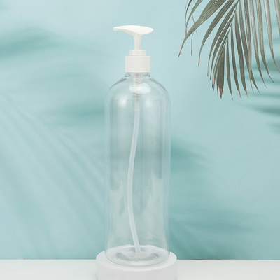 Bottiglie di lozione in plastica PMMA rotonde di forma personalizzabile Collare in PET con tappo elettroplato UV 250ml-500ml