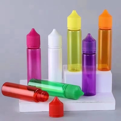 Bottiglia liquida a prova di bambino rotonda trasparente E con logo personalizzato e colore di stampa