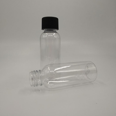 Bottiglie di plastica trasparente con tappo a vite con pannello di etichetta personalizzato e stampa