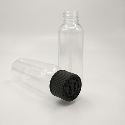 Bottiglie di plastica trasparente con tappo a vite con pannello di etichetta personalizzato e stampa