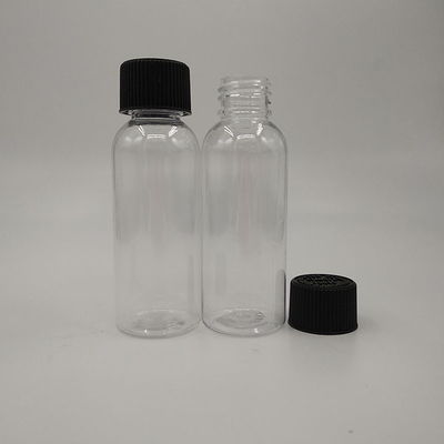 Bottiglie di plastica trasparente con tappo a vite con pannello di etichetta personalizzato e stampa