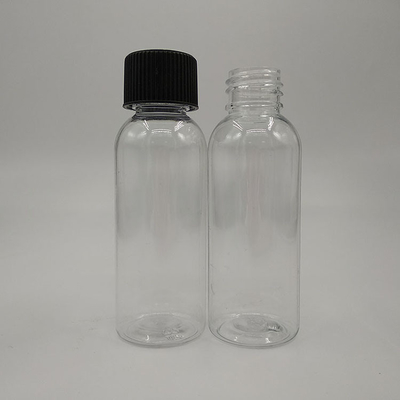 Bottiglie di plastica trasparente con tappo a vite con pannello di etichetta personalizzato e stampa