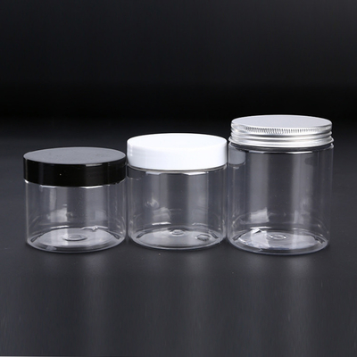 Vaso di plastica trasparente con coperchio 4 oz coperchio nero trasparente 50g 100g 150g 200g pet 8 oz vaso di plastica cosmetica per crema