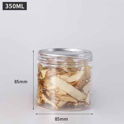 Bastoni di plastica chiari e rotondi da 2 a 8 oz con coperchi per fango e spezie.