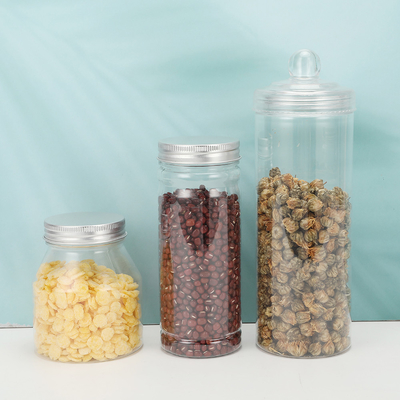2 oz di barattoli di plastica trasparente con coperchio opzionale