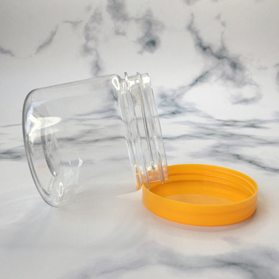 Vaso di polvere di fondo rotondo di plastica trasparente con coperchio in alluminio