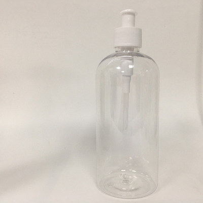 Bottiglia PET rosa rotonda riutilizzabile da 24 mm con pompa e serigrafia per cosmetici