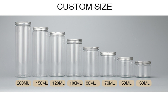 Contenitori in barattoli di plastica trasparenti da 7 oz a 8 oz con opzioni di personalizzazione