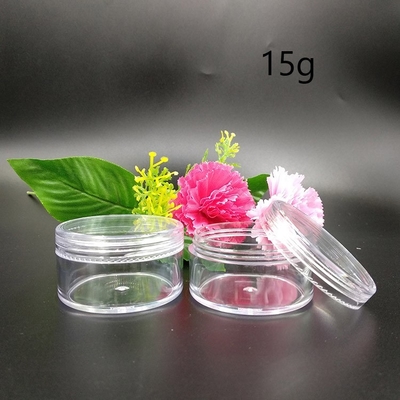 Vaso cosmetico in plastica trasparente con guarnizione sensibile alla pressione