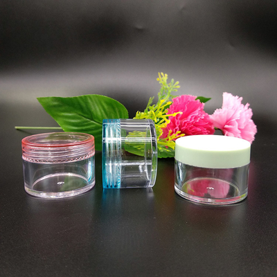 Contenitore cosmetico in plastica liscia trasparente con guarnizione sensibile alla pressione