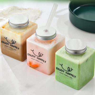 Moderno design quadrato e rotondo Tazze da tè a bolla di plastica personalizzate con coperchio