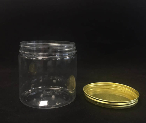 Vaso di plastica trasparente con coperchio in alluminio per la conservazione della crema
