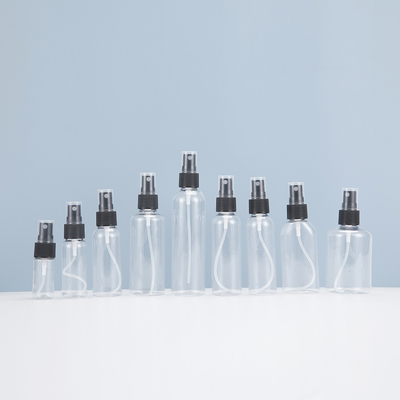 Bottiglia per spray in plastica trasparente PET per uso giornaliero 10ml 15ml 30ml 50ml 60m 70ml 100ml 200ml 500ml