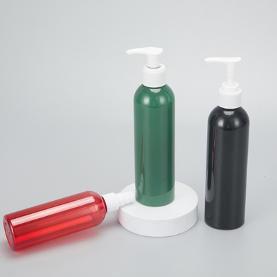 Bottiglia di distribuzione cosmetica rotonda rosa riciclabile con tappo a vite