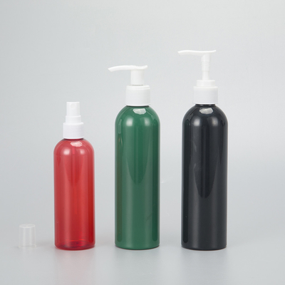 Bottiglia di distribuzione cosmetica rotonda rosa riciclabile con tappo a vite