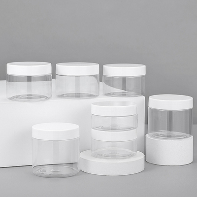 Contenitori di barattoli di plastica personalizzati con coperchi in alluminio per lo stoccaggio degli alimenti