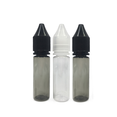 Bottiglia di plastica PET trasparente a prova di bambino da 15 ml per E Liquid