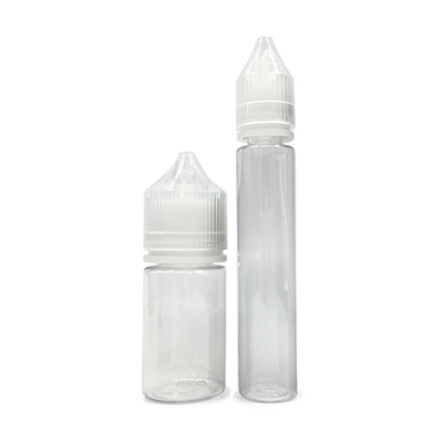 Bottiglia di plastica PET trasparente a prova di bambino da 15 ml per E Liquid