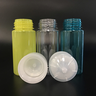 Bottiglie di plastica PET trasparenti da 100 ml con tappi a vite metalliche per liquidi