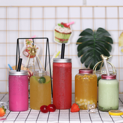 Bottiglie di tè al latte di plastica trasparente personalizzabili con vite sul coperchio e isolamento