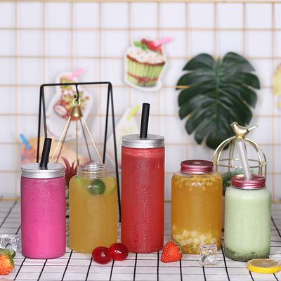 Bottiglie di tè al latte di plastica trasparente personalizzabili con vite sul coperchio e isolamento