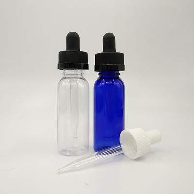 Bottiglie per goccioline di vetro trasparenti personalizzate con tappo a vite nero per diversi depositi di liquidi