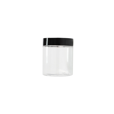 Vaso di conservazione cosmetica di plastica chiara e rotonda con coperchio