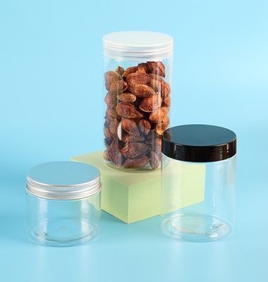 Contenitore cosmetico in plastica trasparente personalizzato con superficie liscia