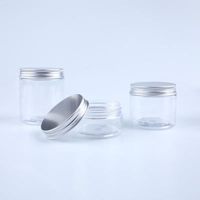 Contenitore cosmetico in plastica trasparente personalizzato con superficie liscia