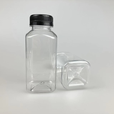 Bottiglie di tè di latte in plastica trasparente a prova di perdite quadrate con maniglie durevoli