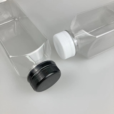 Bottiglie di tè di latte in plastica trasparente a prova di perdite quadrate con maniglie durevoli