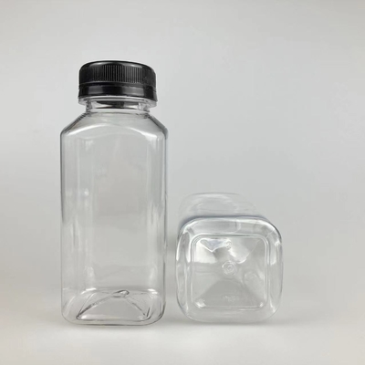 Bottiglie di tè di latte in plastica trasparente a prova di perdite quadrate con maniglie durevoli