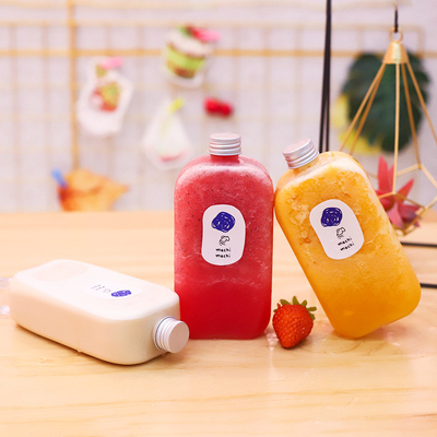 Bottiglia di succo di plastica trasparente e personalizzata con maniglia per bevande fredde