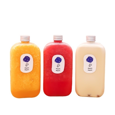 Bottiglia di succo di plastica trasparente e personalizzata con maniglia per bevande fredde