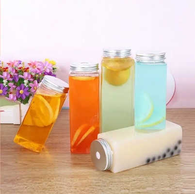 Bottiglie di tè di plastica trasparente a doppio strato a prova di perdite con coperchi a vite