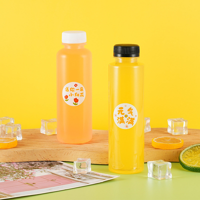 Nuovo design bottiglie di plastica 250ml 350ml 500ml succo di frutta bottiglie in PET con tappo bottiglie di plastica usa e getta per succo in magazzino