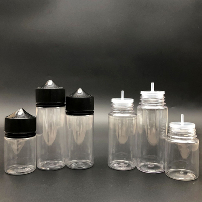 Bottiglia trasparente rotonda E liquida da 100 ml con tappo a vite a prova di bambino e serigrafia personalizzata
