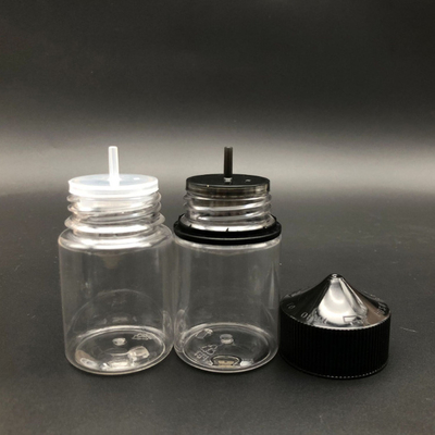 Bottiglia trasparente rotonda E liquida da 100 ml con tappo a vite a prova di bambino e serigrafia personalizzata