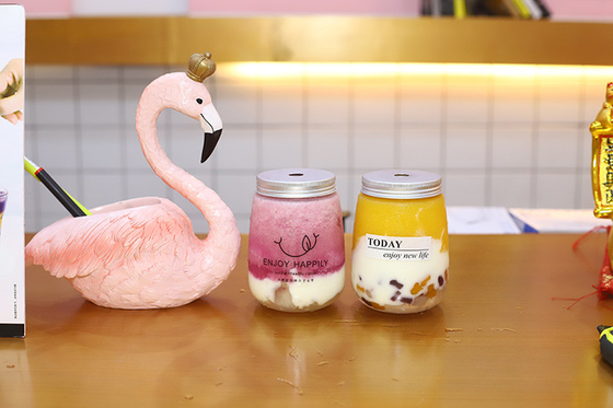 Bottiglie di tè al latte trasparenti a prova di perdite con maniglia