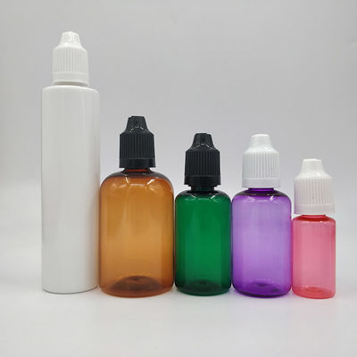Bottiglia di liquido a prova di bambino da 18 mm a collo con forma rotonda e superficie di stampa a schermo