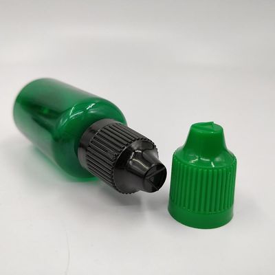 Bottiglia di liquido a prova di bambino da 18 mm a collo con forma rotonda e superficie di stampa a schermo