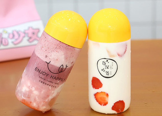 Bottiglia di succo PET bevanda di plastica trasparente imballaggio vuoto bottiglia di enzima del tè al latte con coperchio