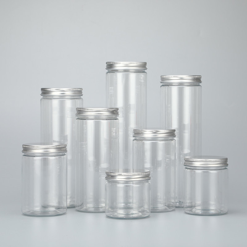 customisato 100ml 200ml 8oz 300ml 12oz 500ml trasparente bianco nero ambra bocca larga contenitori cosmetici di plastica vaso per animali con allume